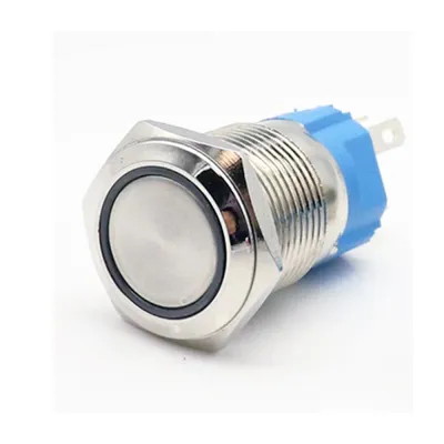 Pulsante Metallo Luminoso Blu 5V Monostabile da 16mm
