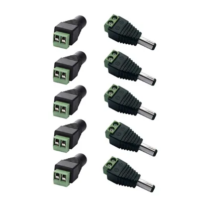 Set 5+5 Connettori Alimentazione DC 5,5  x 2,1 mm Maschio/Femmina Led e Altro