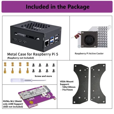 Raspberry Pi 5 Case Big with VESA Mounts and Active Cooler