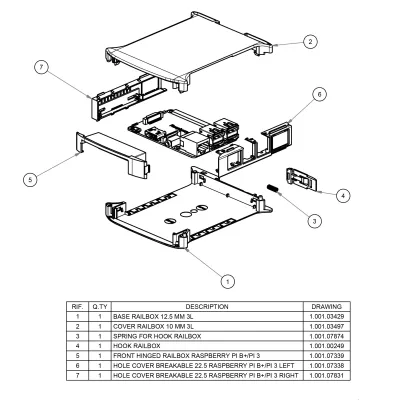 KIT 22,5 RAILBOX: Case for Raspberry PI3 on DIN Rail + Heatsink